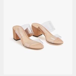 SCHUTZ Women's Clear and Beige Heeled Mules SZ 7